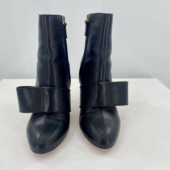 VALENTINO GARAVANI Black Leather Stiletto Ankle Booties Heels - Picture 7 of 14